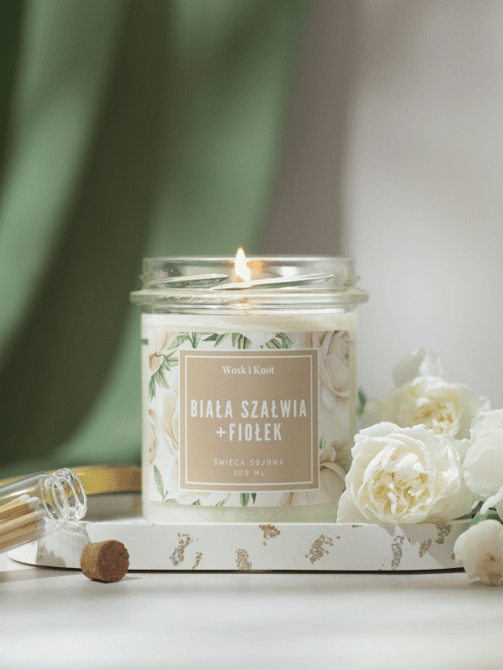 Biała Szałwia & Fiołek świeca sojowa - obrazek 3