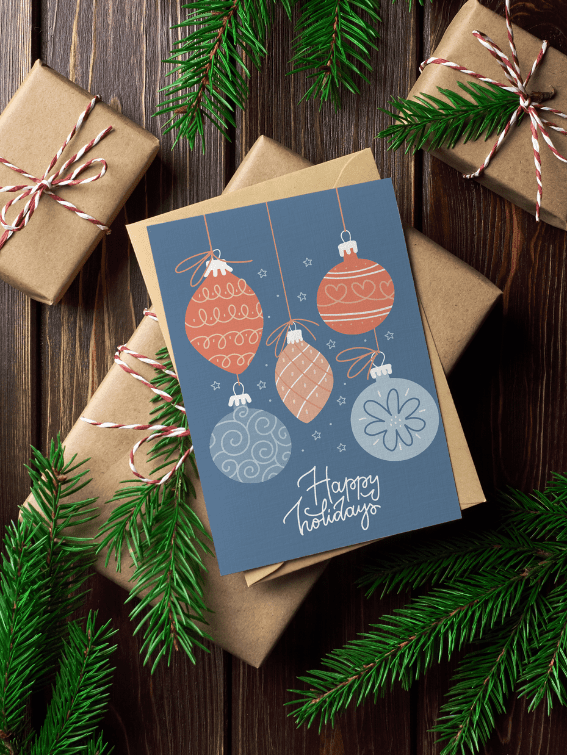 Bombki kartka świąteczna