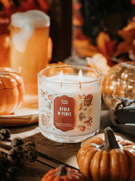 Dynia w Piwie świeca sojowa dwuknotowa