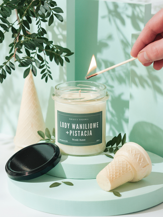 Lody Waniliowe & Pistacja świeca sojowa