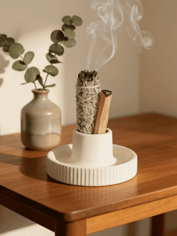 Podstawka do Palo Santo i szałwii - ceramiczna kremowa